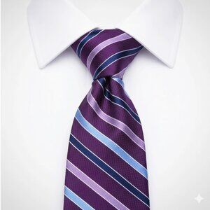 Croft & Barrow Silk Tie Striped Repp Regimental Purple Blue Formal Dress